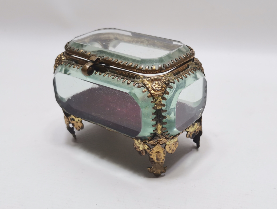 KRİSTAL CAMLI ANTİKA FRANSIZ TEŞHİR KUTUSU