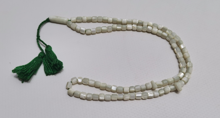 ORJİNAL PÜSKÜLÜ İLE OSMANLI DÖNEMİ EL YAPIMI SEDEF NAMAZ TESPİHİ