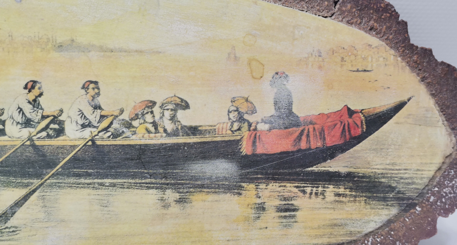 SALTANAT KAYIĞINDA CARİYELER VE HAREM AĞASI KONULU EL BOYAMA ANTİKA TABLO