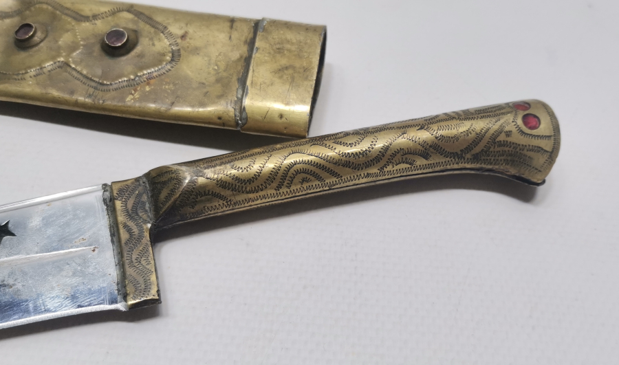 TAMAMI KALEM İŞÇİLİKLİ VE OSMANLICA YAZILI TÜRKMEN İŞİ AVCI BIÇAĞI