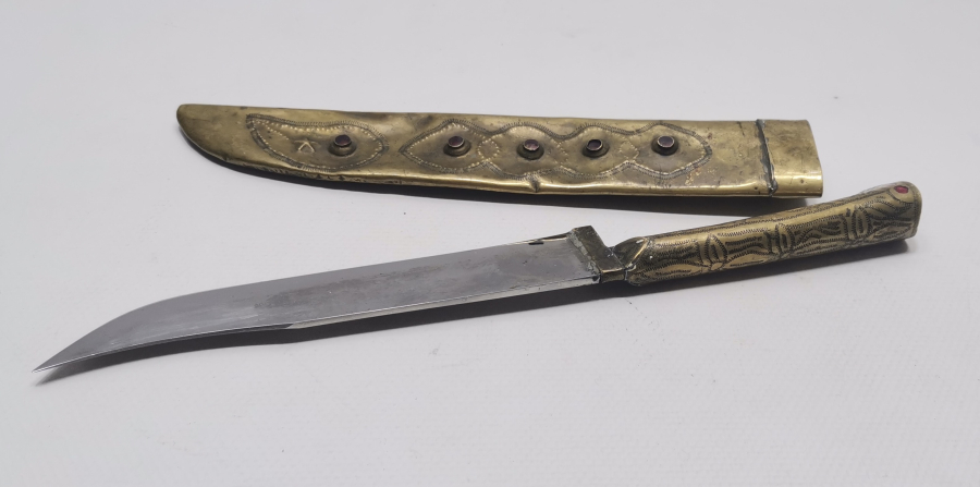 TAMAMI KALEM İŞÇİLİKLİ VE OSMANLICA YAZILI TÜRKMEN İŞİ AVCI BIÇAĞI