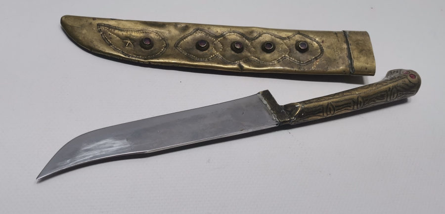 TAMAMI KALEM İŞÇİLİKLİ VE OSMANLICA YAZILI TÜRKMEN İŞİ AVCI BIÇAĞI