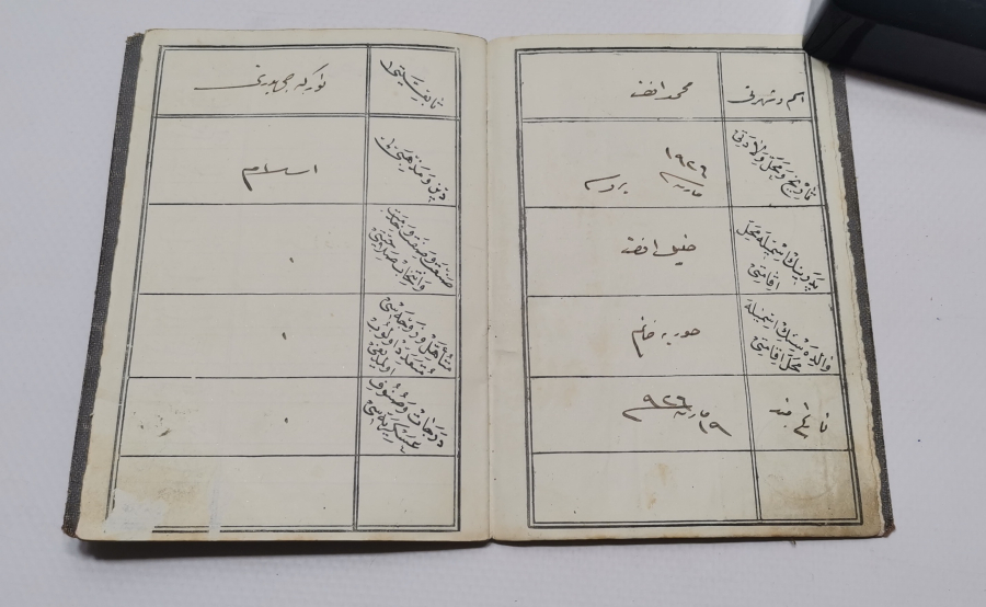 İÇİNDE BURSA EKMEK KARNE DAMGALARI DA BULUNAN ÇOK NADİR OSMANLICA YAZILI NÜFUS CÜZDANI