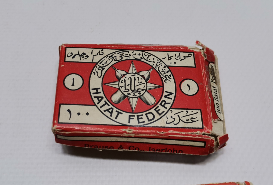 OSMANLI DÖNEMİ ÜSTLERİ OSMANLICA YAZILI 2 ADET DİVİT UCU KUTUSU