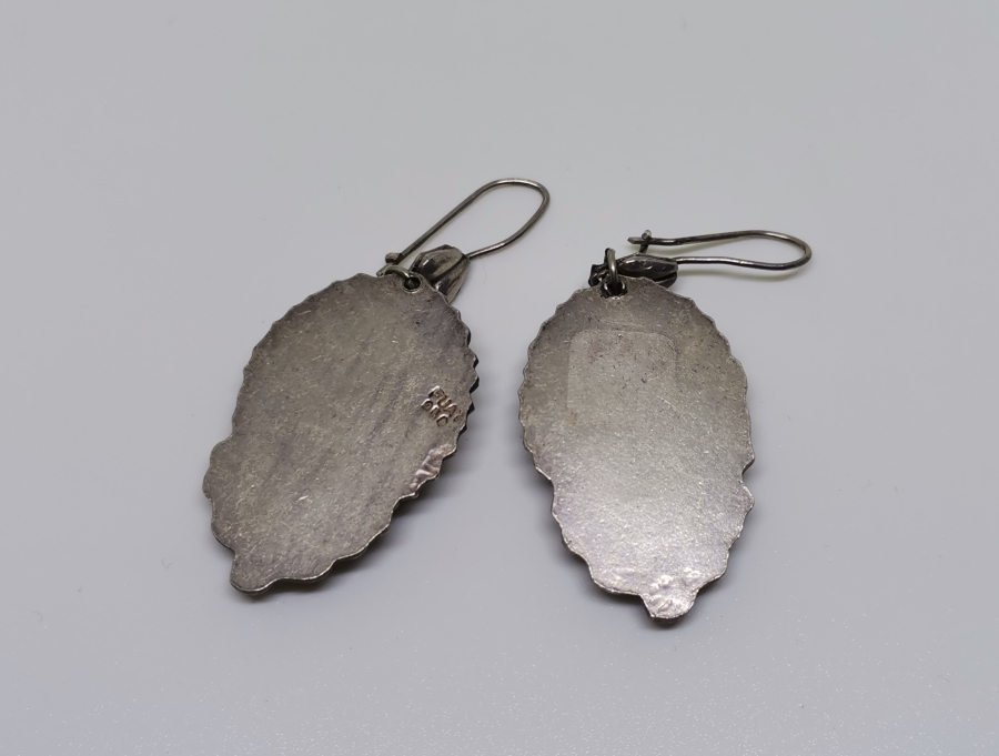 ÖZEL YAPIM OLTU TAŞLI ANTİKA GÜMÜŞ KÜPE