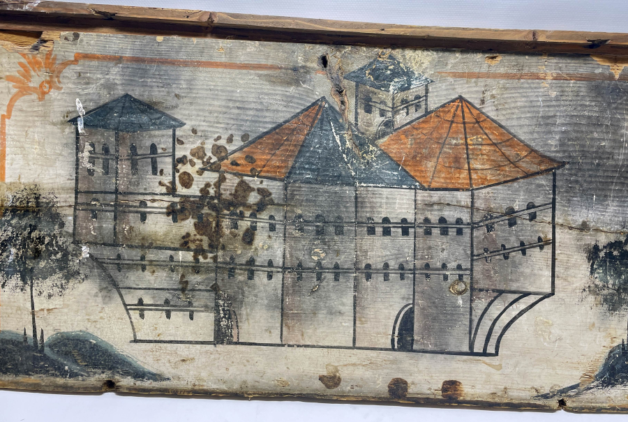 SALACAK'TAKİ SİNAN PAŞA KÖŞKÜ GÖRSELLİ EL BOYAMA OSMANLI DÖNEMİ ÇOK NADİR SANDIK KAPAĞI