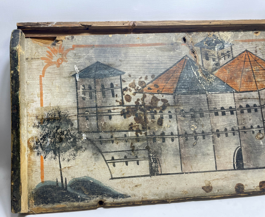 SALACAK'TAKİ SİNAN PAŞA KÖŞKÜ GÖRSELLİ EL BOYAMA OSMANLI DÖNEMİ ÇOK NADİR SANDIK KAPAĞI