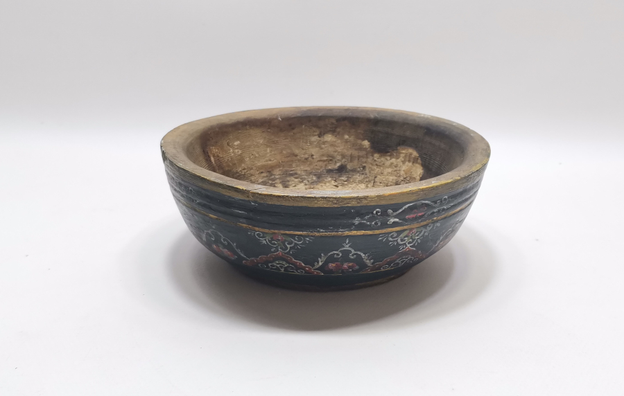 TAMAMI EL BOYAMA İŞÇİLİKLİ OSMANLI DÖNEMİ AHŞAP KASE