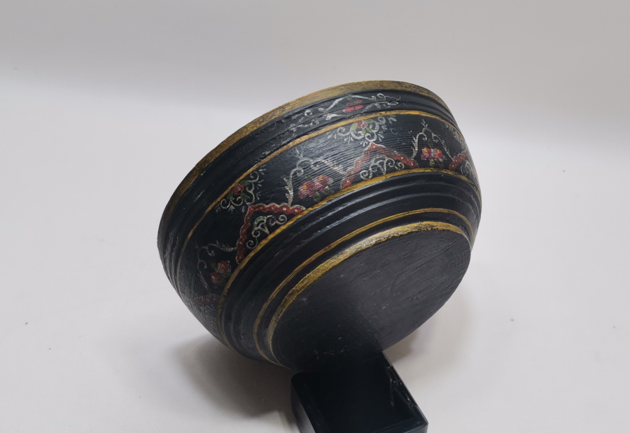 TAMAMI EL BOYAMA İŞÇİLİKLİ OSMANLI DÖNEMİ AHŞAP KASE