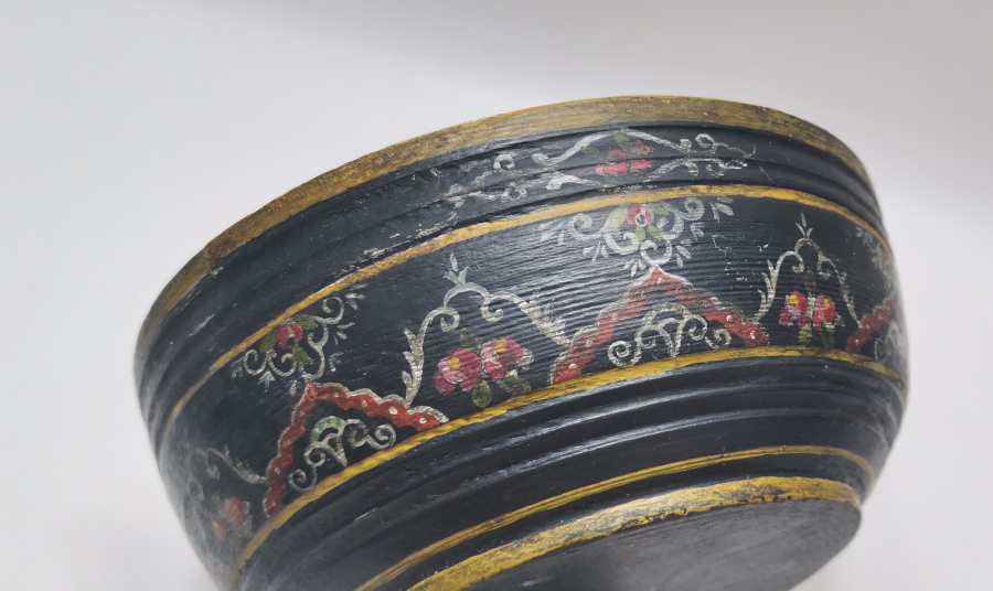 TAMAMI EL BOYAMA İŞÇİLİKLİ OSMANLI DÖNEMİ AHŞAP KASE