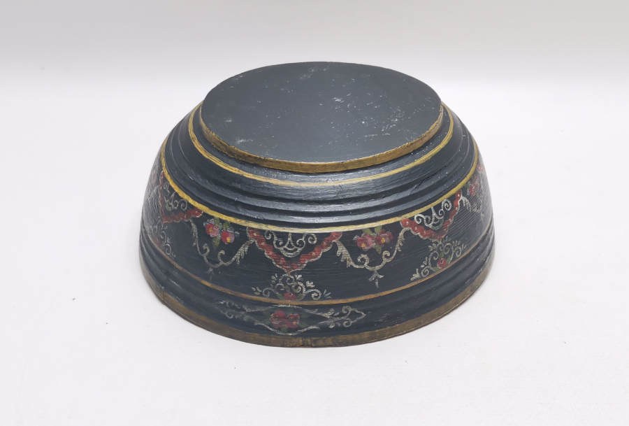 TAMAMI EL BOYAMA İŞÇİLİKLİ OSMANLI DÖNEMİ AHŞAP KASE