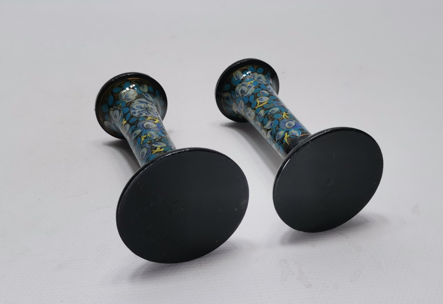 OSMANLI DÖNEMİ EL BOYAMA PAPİER MACHE ÇİFT MUMLUK