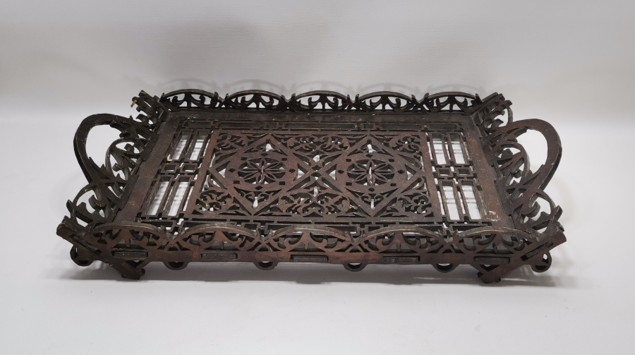 OSMANLI DÖNEMİ TESTERE İŞÇİLİKLİ NADİR KAHVE TEPSİSİ