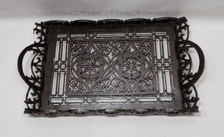 OSMANLI DÖNEMİ TESTERE İŞÇİLİKLİ NADİR KAHVE TEPSİSİ