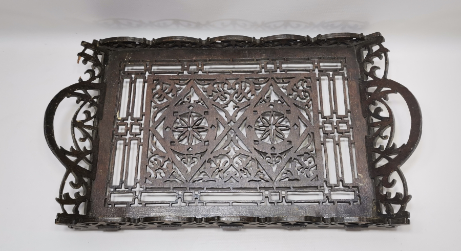 OSMANLI DÖNEMİ TESTERE İŞÇİLİKLİ NADİR KAHVE TEPSİSİ