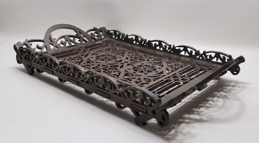 OSMANLI DÖNEMİ TESTERE İŞÇİLİKLİ NADİR KAHVE TEPSİSİ