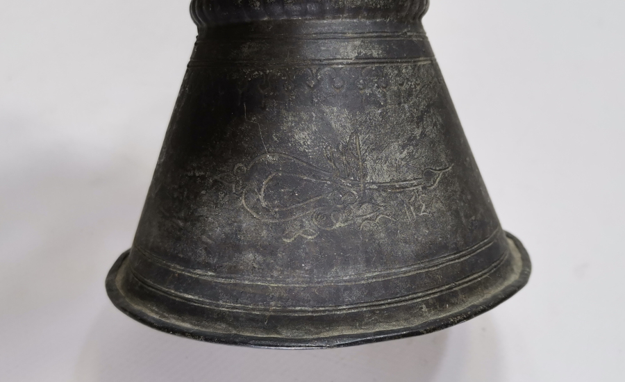 OSMANLI DÖNEMİ ÜZERİ YAZILI NADİR FORM BAKIR CEZVE