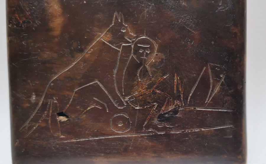 TAMAMI EL OYMA İŞÇİLİKLİ VE ÜZERİ YAZILI AHŞAP SİGARA TABAKASI