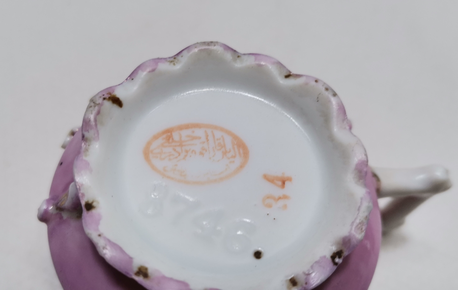 OSMANLI DÖNEMİ OSMANLICA DAMGALI EL BOYAMA NADİR FİNCAN