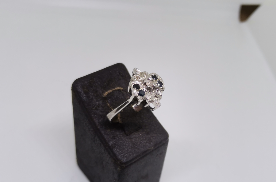 PIRLANTA VE GRANAT TAŞLI ÖZEL YAPIM ANTİKA YÜZÜK