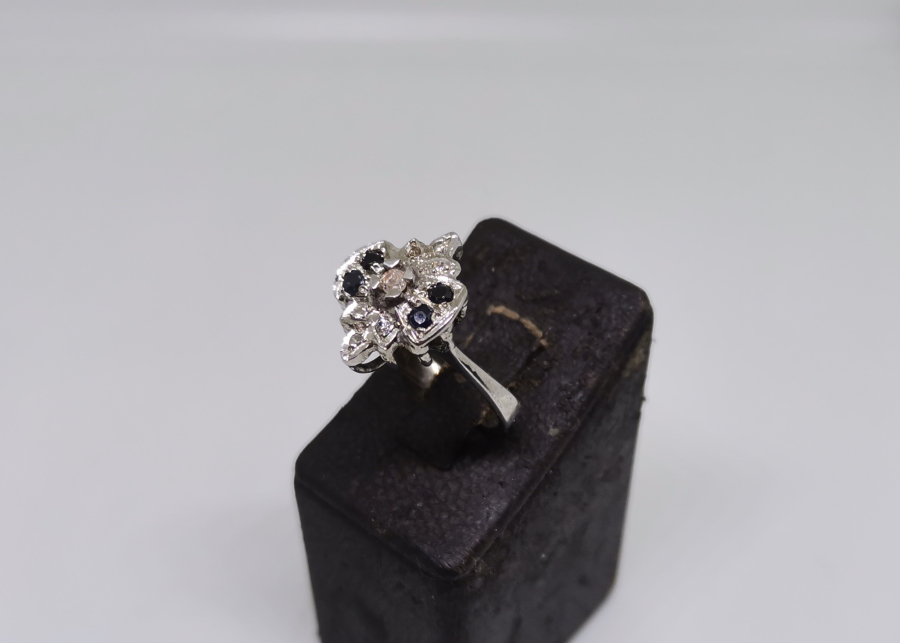 PIRLANTA VE GRANAT TAŞLI ÖZEL YAPIM ANTİKA YÜZÜK