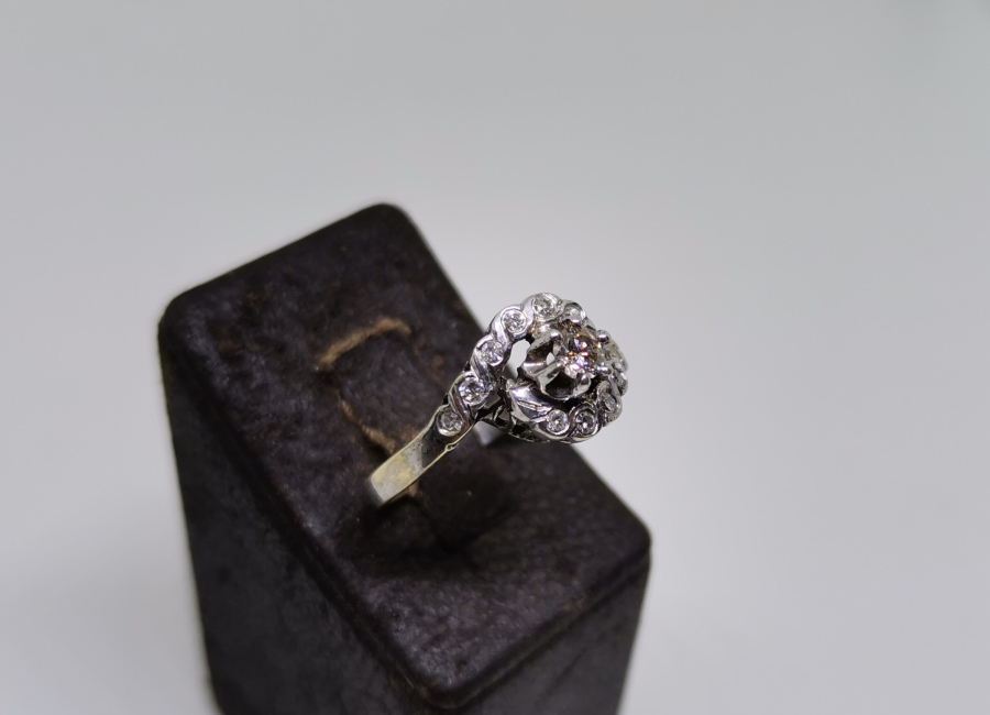 SALYANGOZ MODEL ÖZEL YAPIM ANTİKA PIRLANTA TAŞLI YÜZÜK