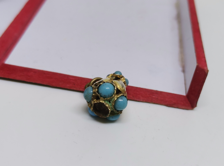 OSMANLI DÖNEMİ ÇOK NADİR TURKUAZ TAŞLI ALTIN BEBEK NAZARLIĞI