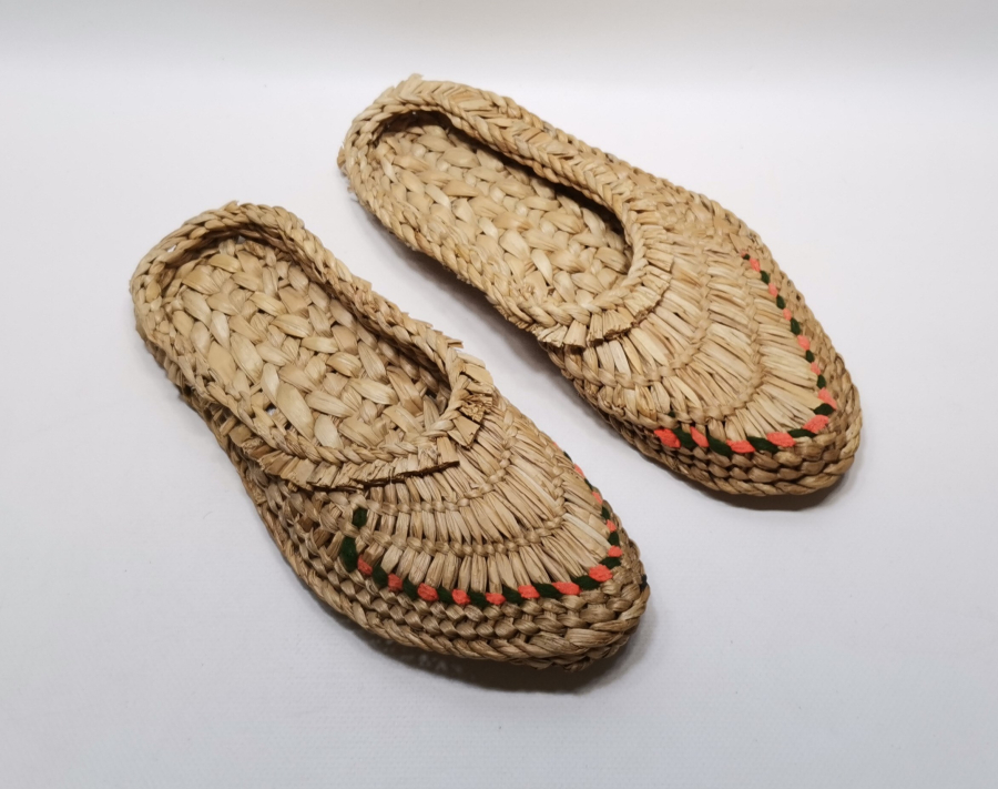 OSMANLI DÖNEMİ HURMA YAPRAĞINDAN YAPILMIŞ HİCAZ İŞİ ÇOK NADİR DAMAT AYAKKABISI