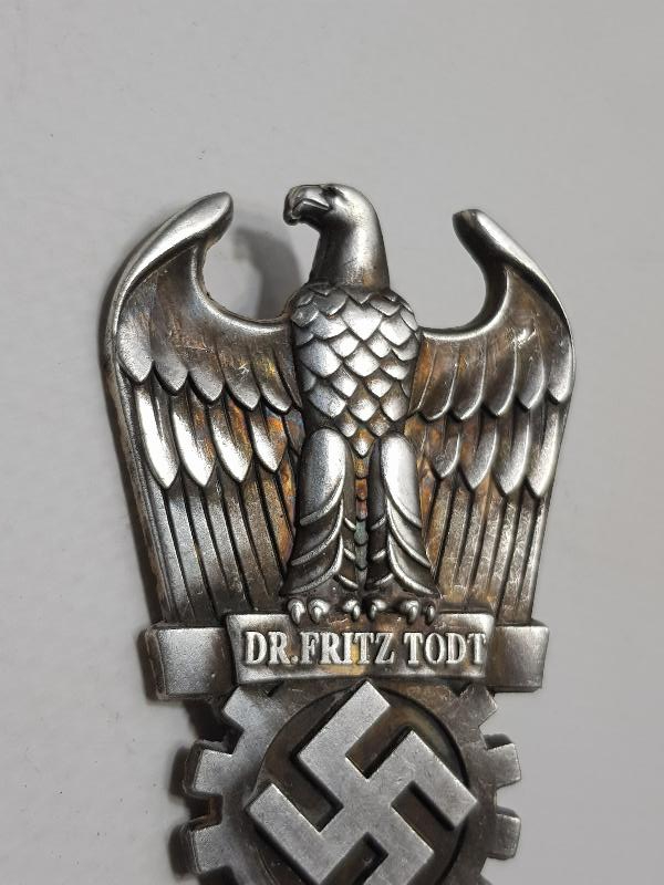 2. DÜNYA SAVAŞI ALMAN NAZİ FRITZ TODT ROZETİ