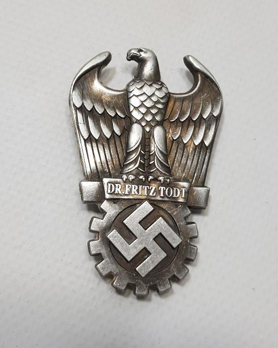 2. DÜNYA SAVAŞI ALMAN NAZİ FRITZ TODT ROZETİ