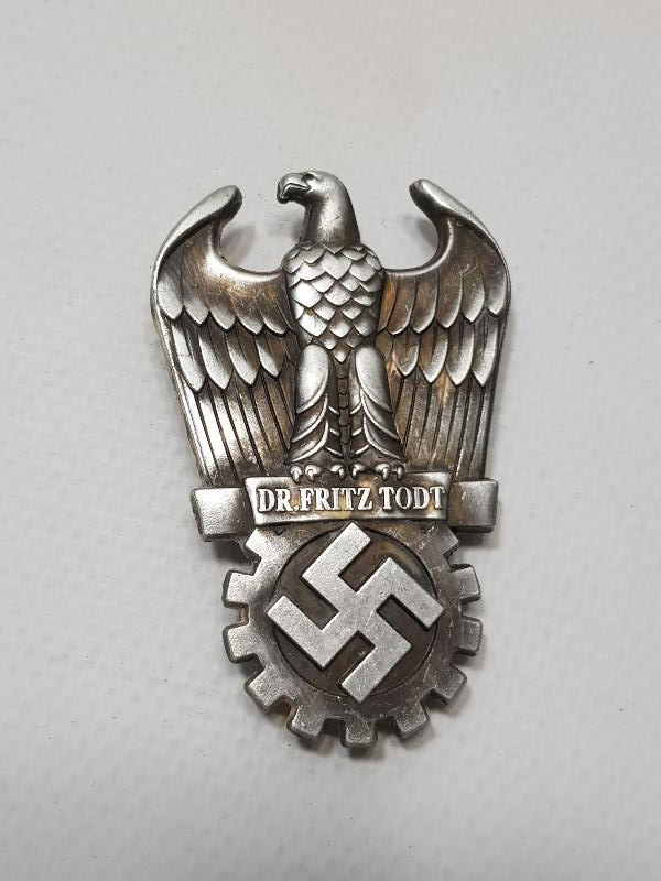 2. DÜNYA SAVAŞI ALMAN NAZİ FRITZ TODT ROZETİ