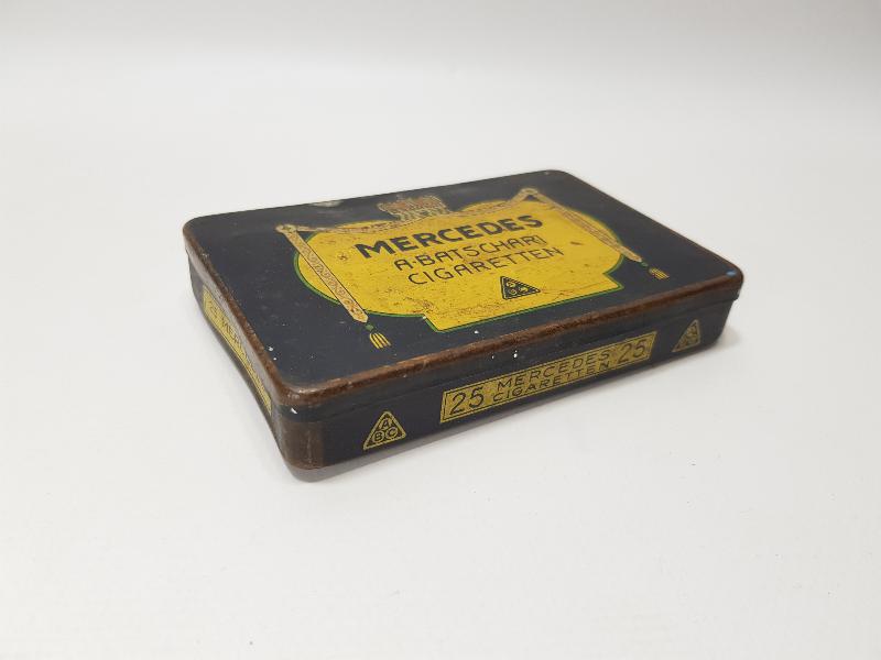 MERCEDES MARKA ANTİKA TENEKE SİGARA KUTUSU
