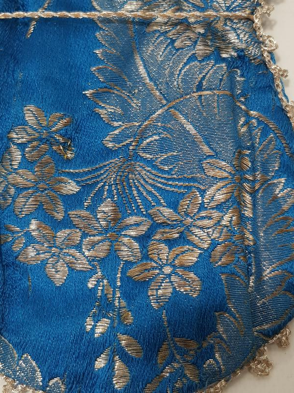 OSMANLI DÖNEMİ GÜMÜŞ SIRMA İŞLEMELİ İPEK ELMASİYE KINA KESESİ