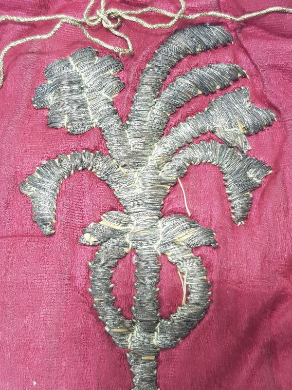 OSMANLI DÖNEMİ GÜMÜŞ SIRMA İŞLEMELİ İPEK GELİN KESESİ