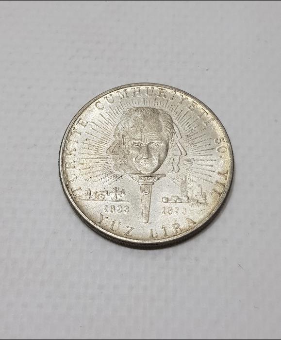 CUMHURİYETİN 50. YILI GÜMÜŞ 100 LİRA HATIRA PARA