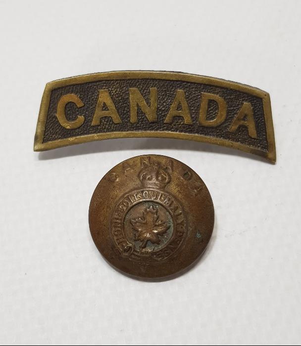 1. DÜNYA SAVAŞI CANADA YAZILI BAR VE SUBAY DÜĞMESİ