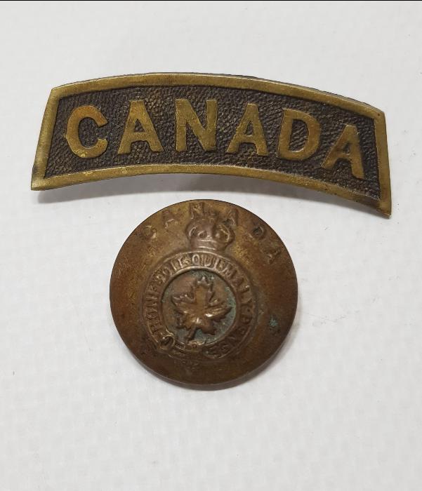 1. DÜNYA SAVAŞI CANADA YAZILI BAR VE SUBAY DÜĞMESİ