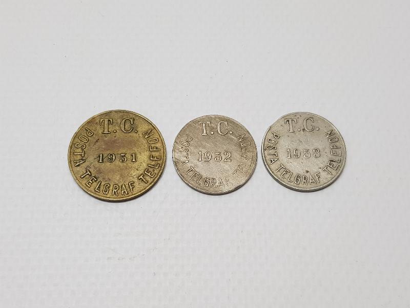 1951-1952-1953 YILLARINA AİT NADİR TELEFON JETONLARI