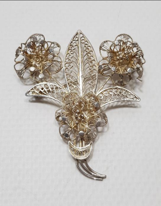 ANTİKA TELKARİ GÜMÜŞ BROŞ