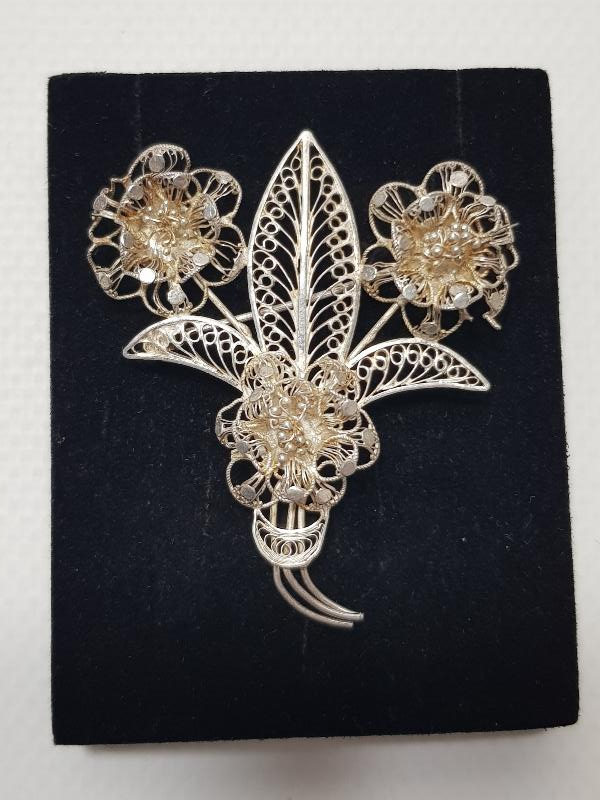 ANTİKA TELKARİ GÜMÜŞ BROŞ