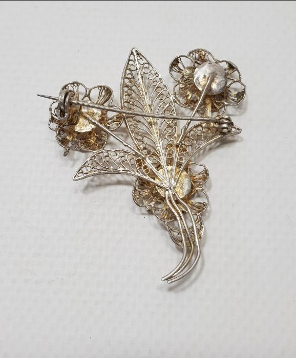 ANTİKA TELKARİ GÜMÜŞ BROŞ