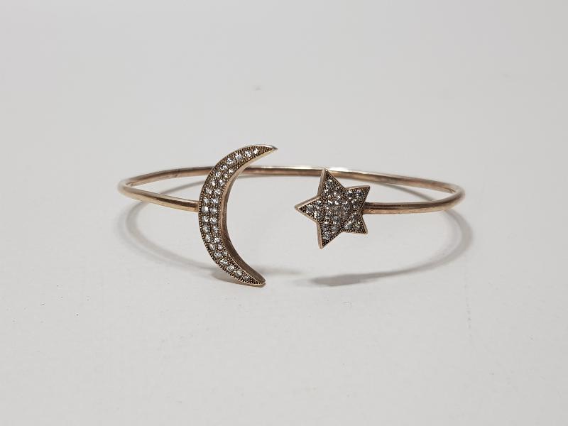 AY YILDIZ FORMLU GÜMÜŞ BİLEZİK