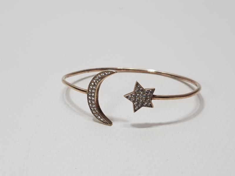 AY YILDIZ FORMLU GÜMÜŞ BİLEZİK