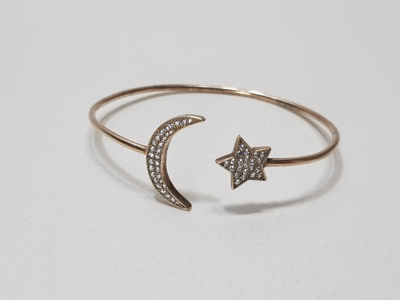 AY YILDIZ FORMLU GÜMÜŞ BİLEZİK