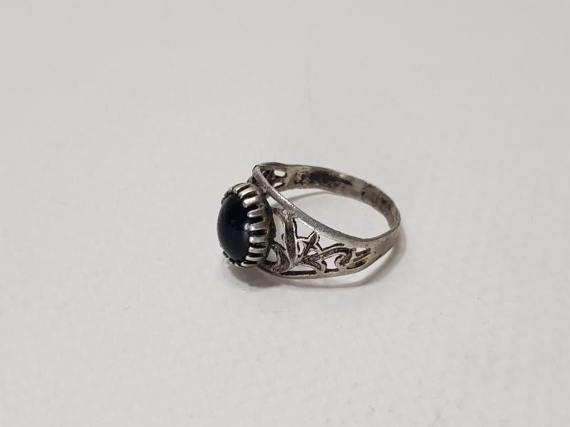 OSMANLI DÖNEMİ KIL TESTERE İŞÇİLİKLİ OLTU TAŞLI GÜMÜŞ YÜZÜK