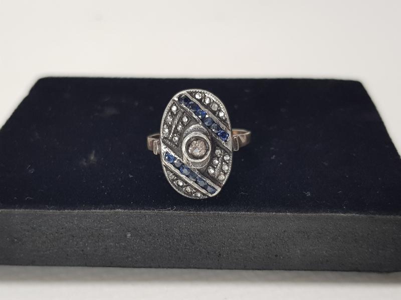 SAFİR VE ELMAS TAŞLARLA SÜSLÜ ALTIN YÜZÜK