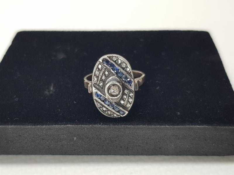 SAFİR VE ELMAS TAŞLARLA SÜSLÜ ALTIN YÜZÜK