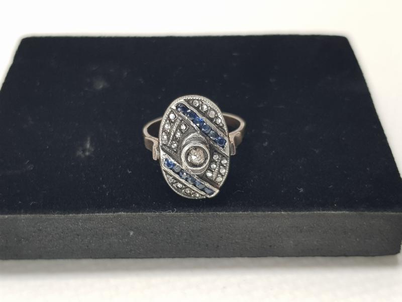 SAFİR VE ELMAS TAŞLARLA SÜSLÜ ALTIN YÜZÜK