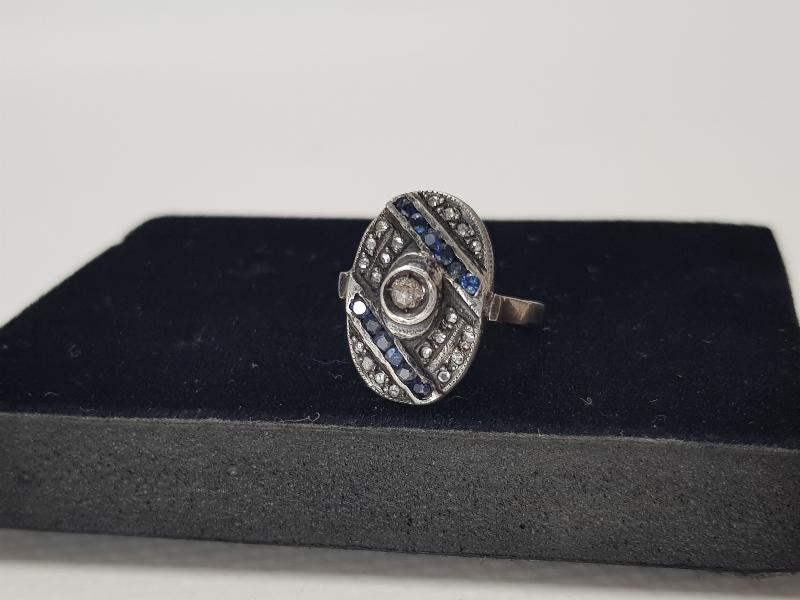 SAFİR VE ELMAS TAŞLARLA SÜSLÜ ALTIN YÜZÜK