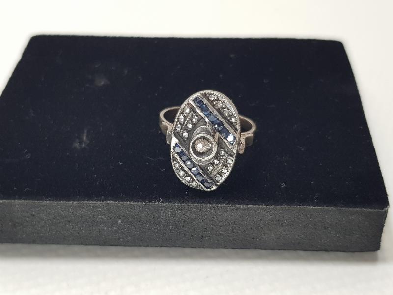 SAFİR VE ELMAS TAŞLARLA SÜSLÜ ALTIN YÜZÜK